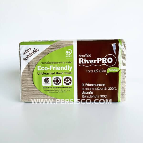 กระดาษเช็ดมือสีน้ำตาล RiverPRO® V-Fold Special 2 ชั้น 250 แผ่น